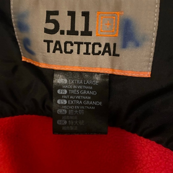 5.11 Tactical Mens Fleece Performance Jacket Size XL Red and Black Full Zip - Picture 7 of 10